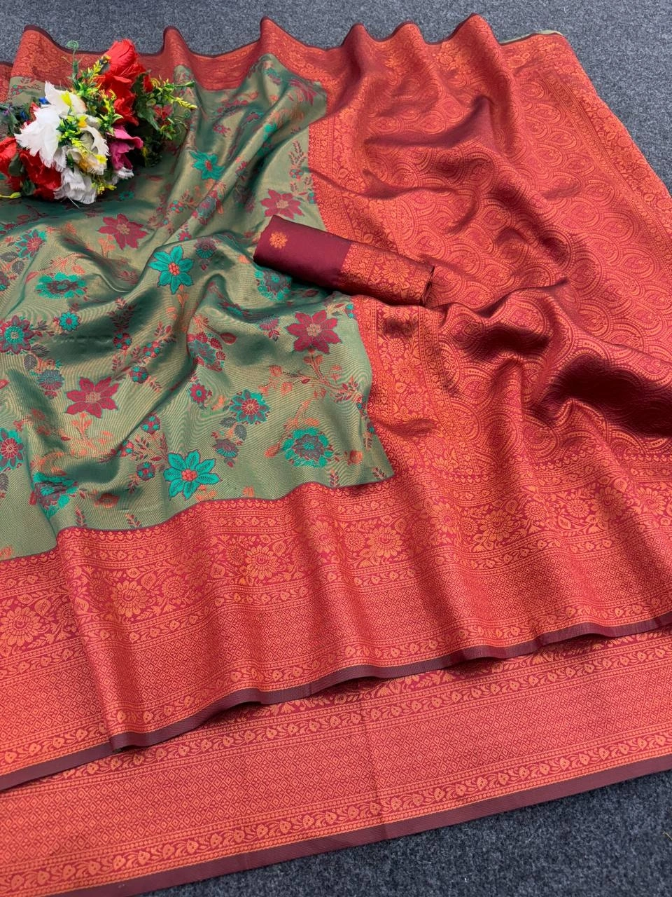 Stunning Triple Weaving Zari Tissue Sarees - Perfect for Parties and Weddings!-RSF-742-Green