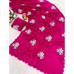 Zimmy Choo Silk Saree with Intricate Cut Work Border