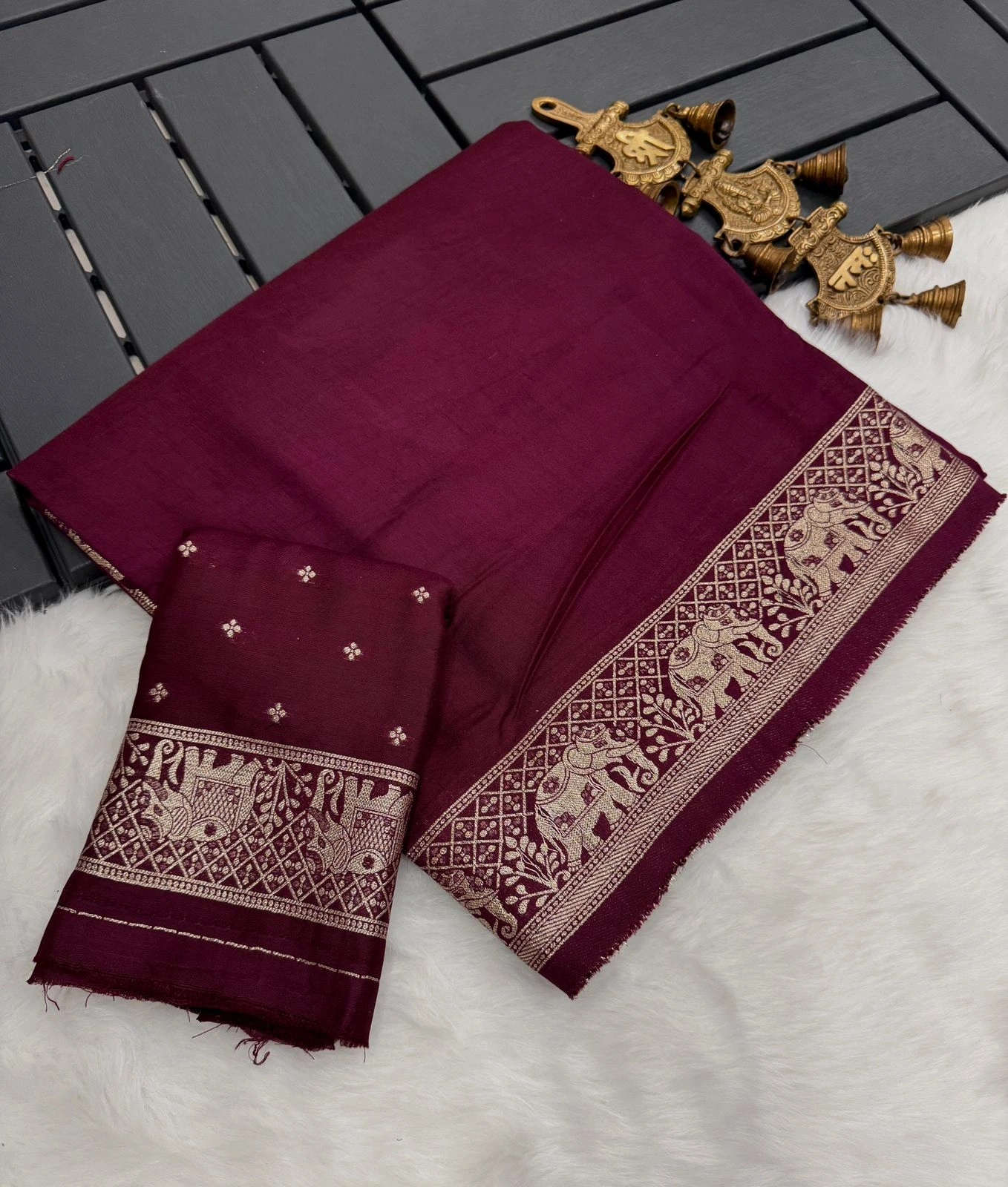 Enriched Dola Silk Saree: Traditional Fusion with Modern Twist-MKD-54-A-Wine