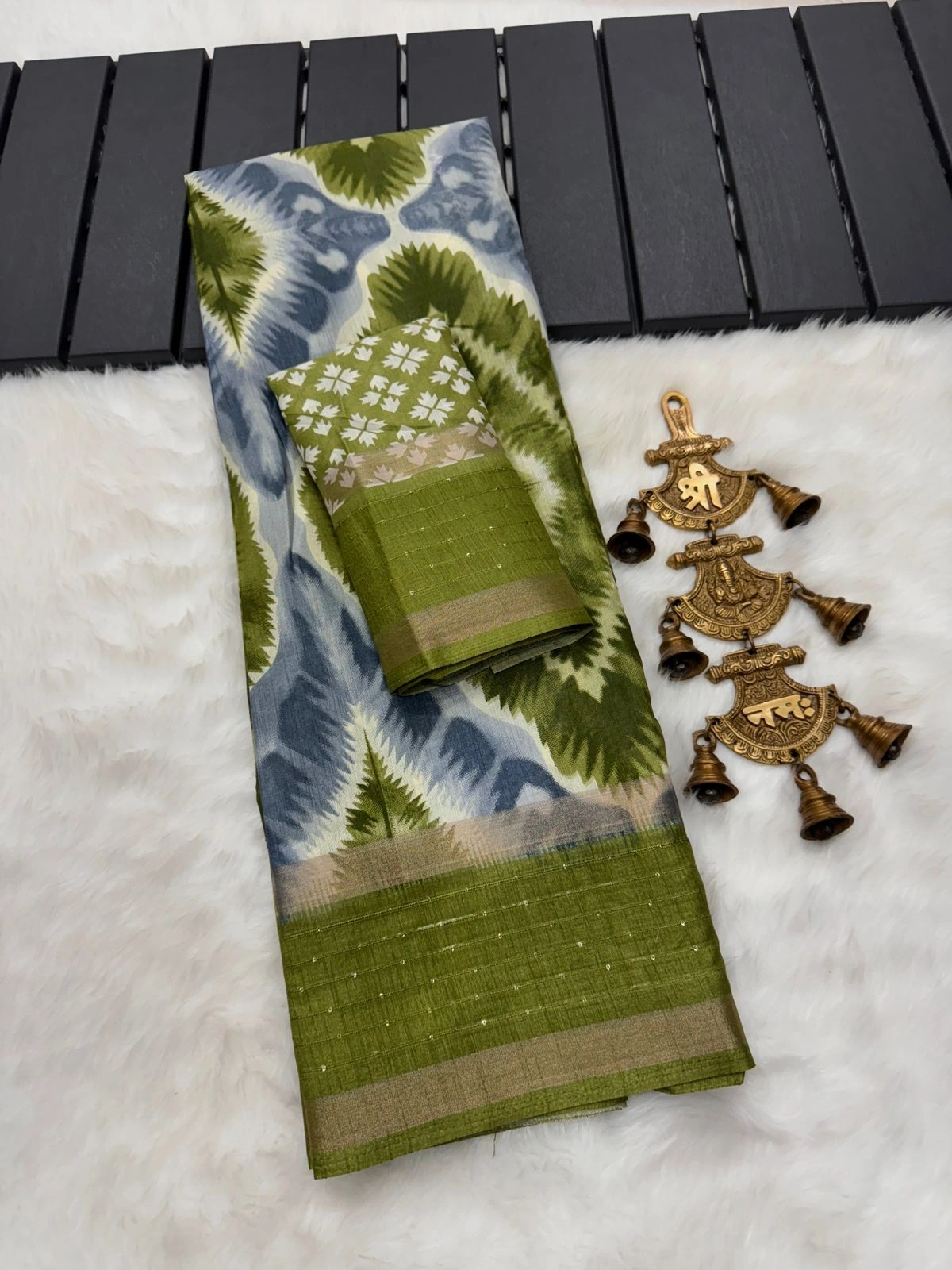 Gorgeous Shibori Dola Sequence Sarees - Stunning Border &amp; Lining, Limited Stock-MKD-55-A-Green