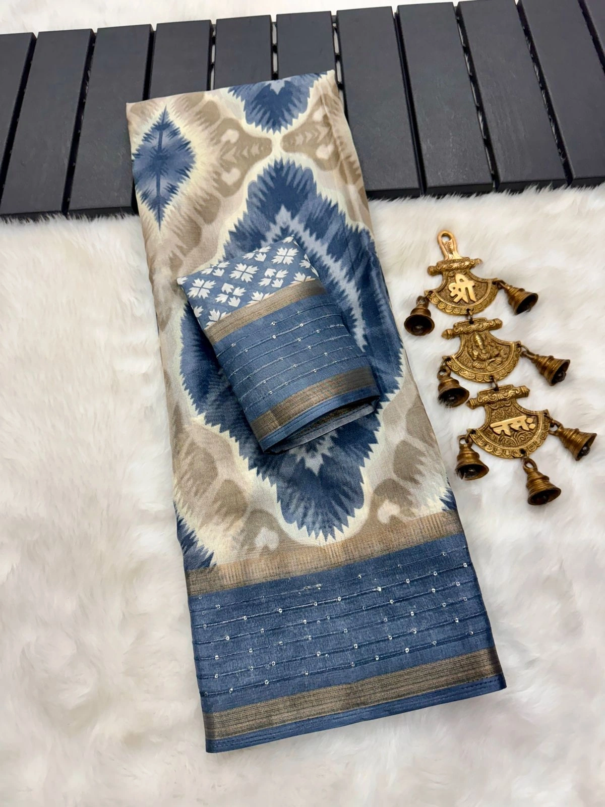 Gorgeous Shibori Dola Sequence Sarees - Stunning Border &amp; Lining, Limited Stock-MKD-55-A-PeacockBlue