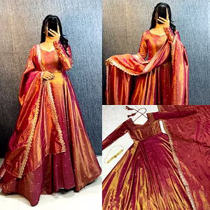 Banarasi Embroidered Gown with Sequin Work - Sizes S to 3XL