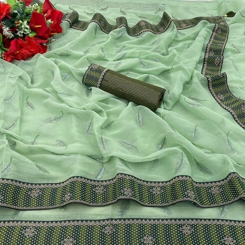 Exquisite Simar Silk Saree with Embroidery Work-RDD-04-Green