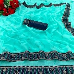 Exquisite Simar Silk Saree with Embroidery Work