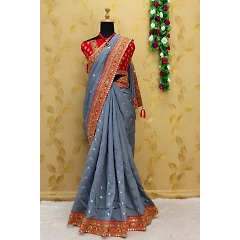 Royal Vichitra Silk Saree: Exquisite Work & Stunning Green Blouse