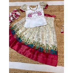 Soft Dolla Elephant 🐘 Printed Silk Lehenga with Jacquard Border
