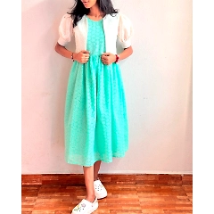 Stylish Hakoba Frock with Removable Coat and Full Lining - Sizes S-XXXL