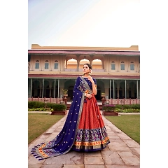 Tussar Silk Lehenga Set: Patola Foil Print with Heavy Tassels