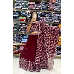Heavy Embroidered Georgette Lehenga with Crez and Heavy Work Blouse
