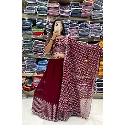 Heavy Embroidered Georgette Lehenga with Crez and Heavy Work Blouse