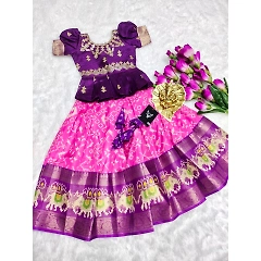Silk Lehenga with Digital Print and Zari Embroidery