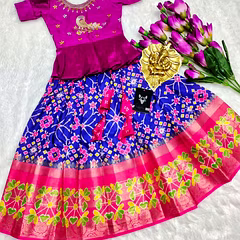 Silk Lehenga with Digital Print and Zari Embroidery