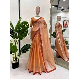 YNF Burberry Silk Designer Saree with Thread & Sequence Work and Stone Embellishments