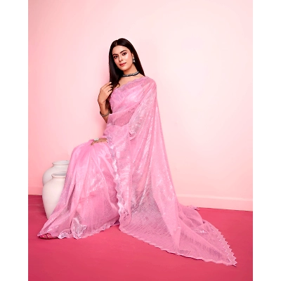 YNF Silver Twill Net Designer Saree with Stunning Embroidery
