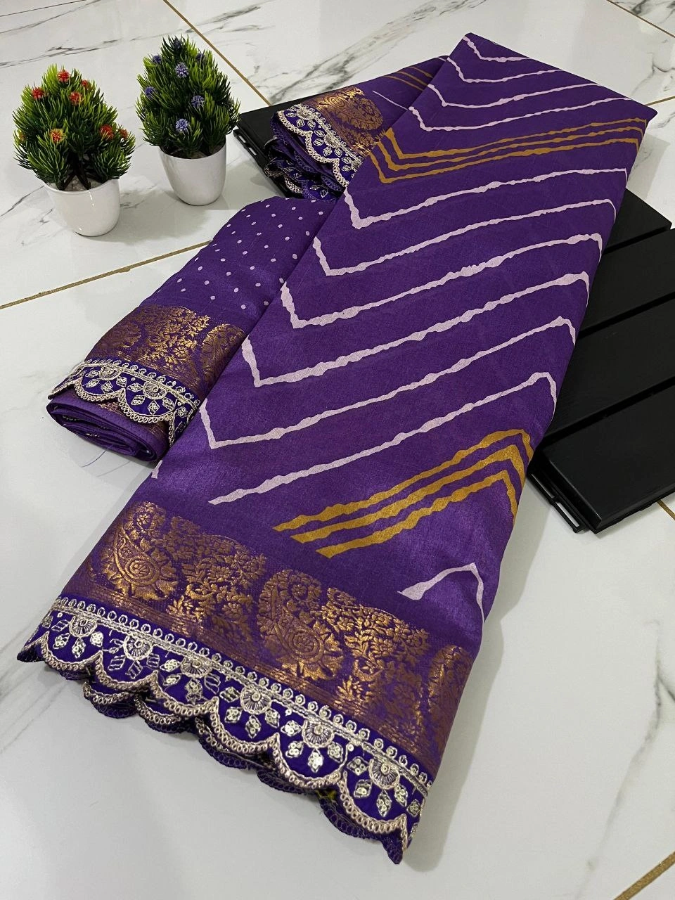 Dazzling Pure Dola Silk Saree with Lace Patti Work-RWC-23-Blue