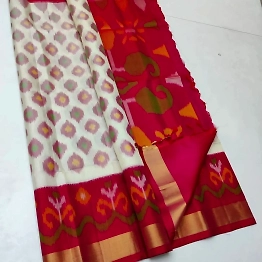 YNF Ikat Paradise: Designer Handloom Silk Saree with Digital Print & Contrast Blouse