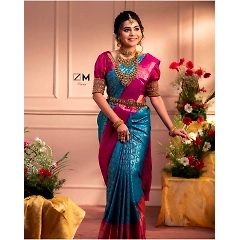 Luxurious Lichi Silk Saree with Rich Jacquard Work