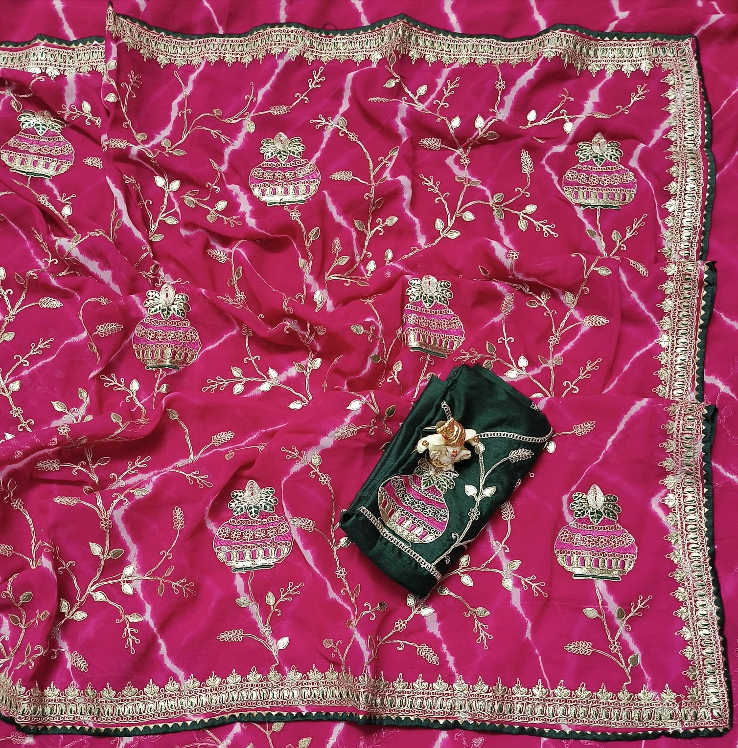 Shaded Lehriya Saree with Beautiful C-Pallu and Jaal Design-RJK-24-Rani