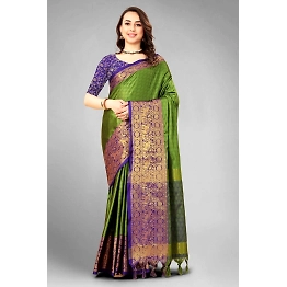 YNF Aura Cotton Silk Saree with Broad Contrast Jacquard Work Border