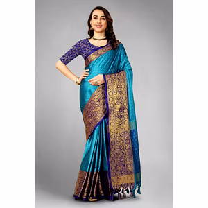 Aura Cotton Silk Saree with Broad Contrast Jacquard Work Border