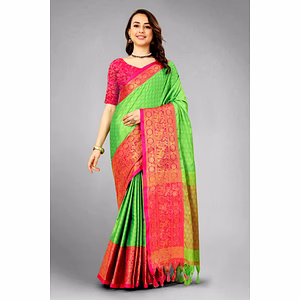 Aura Cotton Silk Saree with Broad Contrast Jacquard Work Border