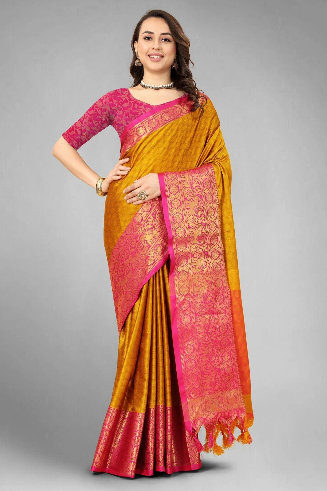 Aura Cotton Silk Saree with Broad Contrast Jacquard Work Border-NFA-01-Orange