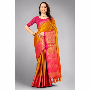 Aura Cotton Silk Saree with Broad Contrast Jacquard Work Border