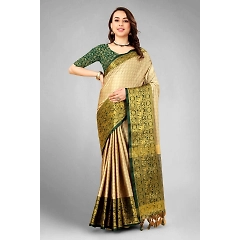Aura Cotton Silk Saree with Broad Contrast Jacquard Work Border