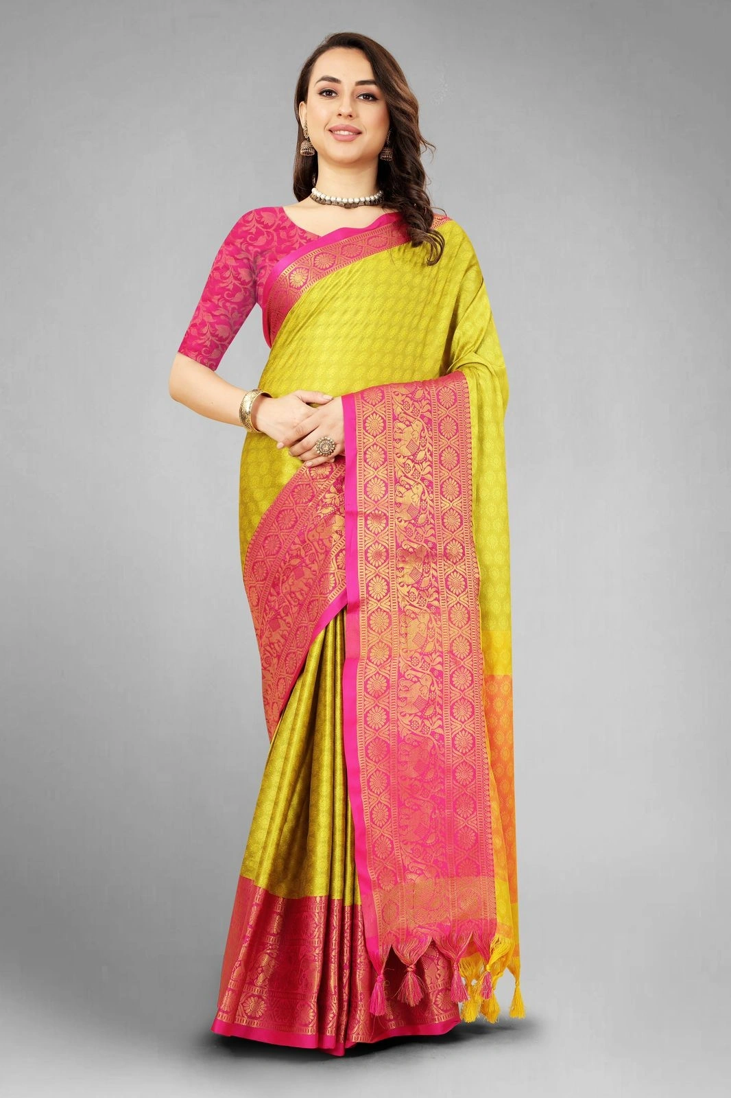 Aura Cotton Silk Saree with Broad Contrast Jacquard Work Border-NFA-01-Pista