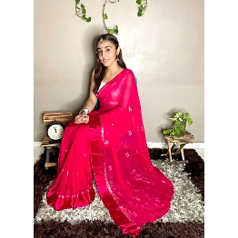 YNF Heart Design Viscose Georgette Saree with Heavy Sequence Blouse