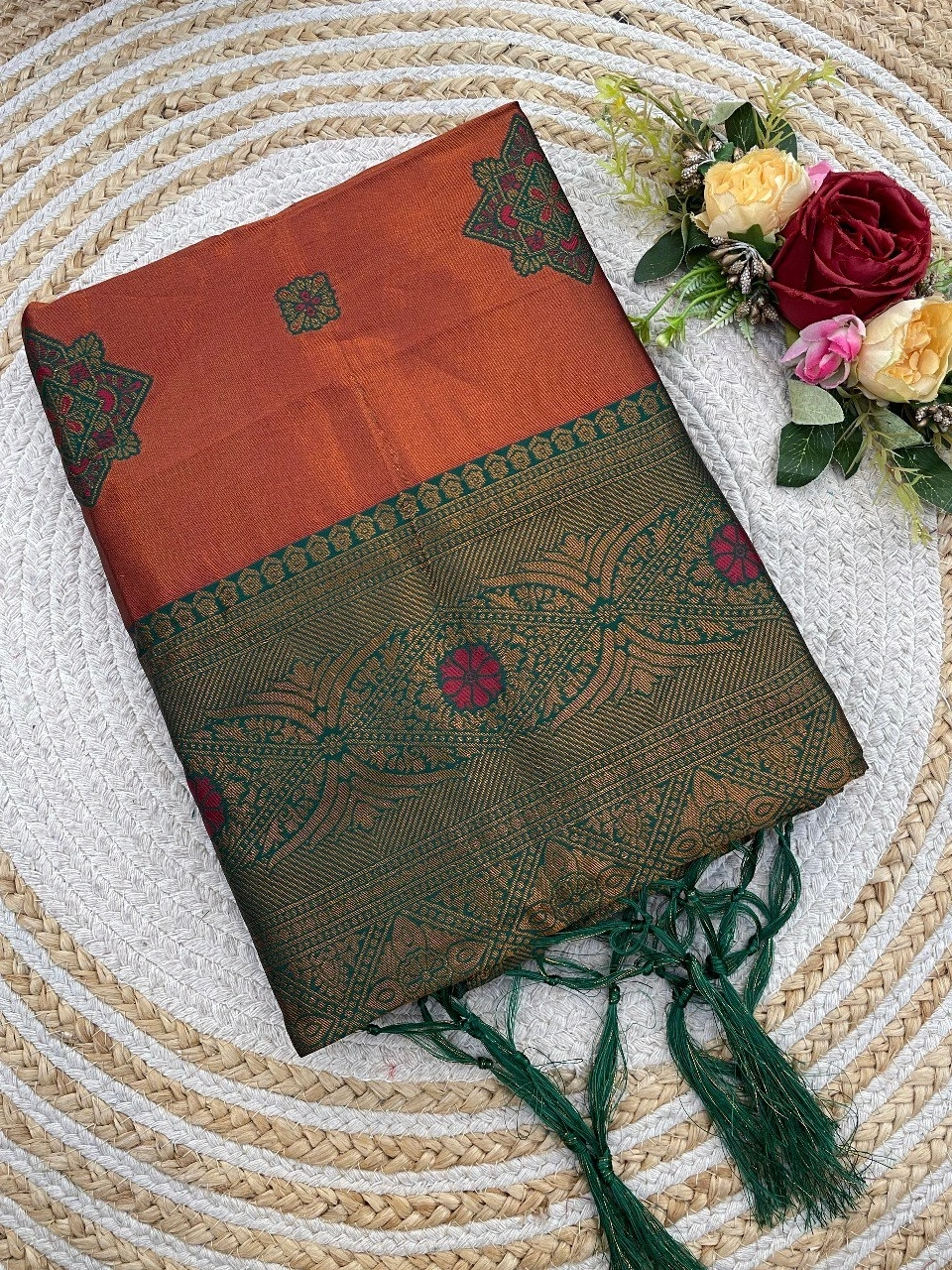 Exquisite Banarasi Silk Saree with Jacquard and Zari Work-RKT-143-Peach