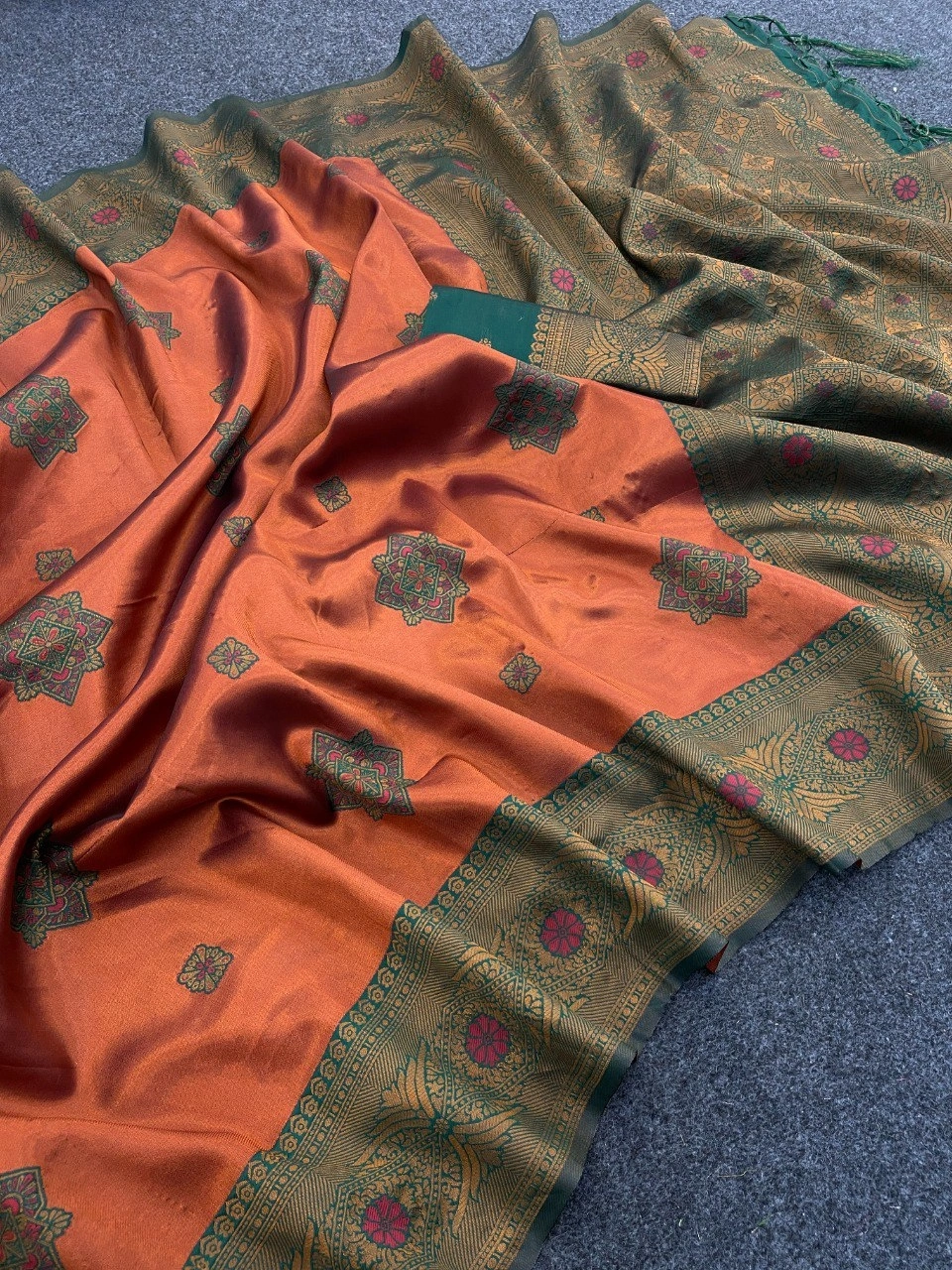 Exquisite Banarasi Silk Saree with Jacquard and Zari Work-Peach-1