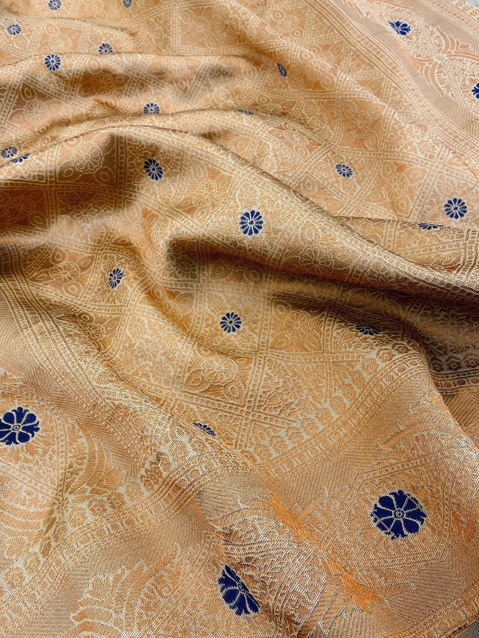 Exquisite Banarasi Silk Saree with Jacquard and Zari Work-Brown-2