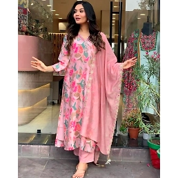 Elegant Muslin Embroidered Suit with Chanderi Dupatta - 480g