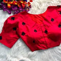 Embroidered Khadi Cotton Blouse with Balloon Sleeves