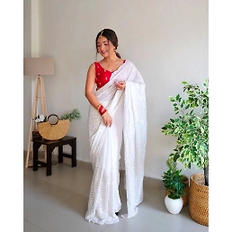 Sequined Georgette Saree with Viscose Embroidery