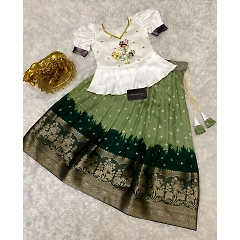Colorful Dola Silk Lehenga Set: Perfect for Girls Ages 1-15