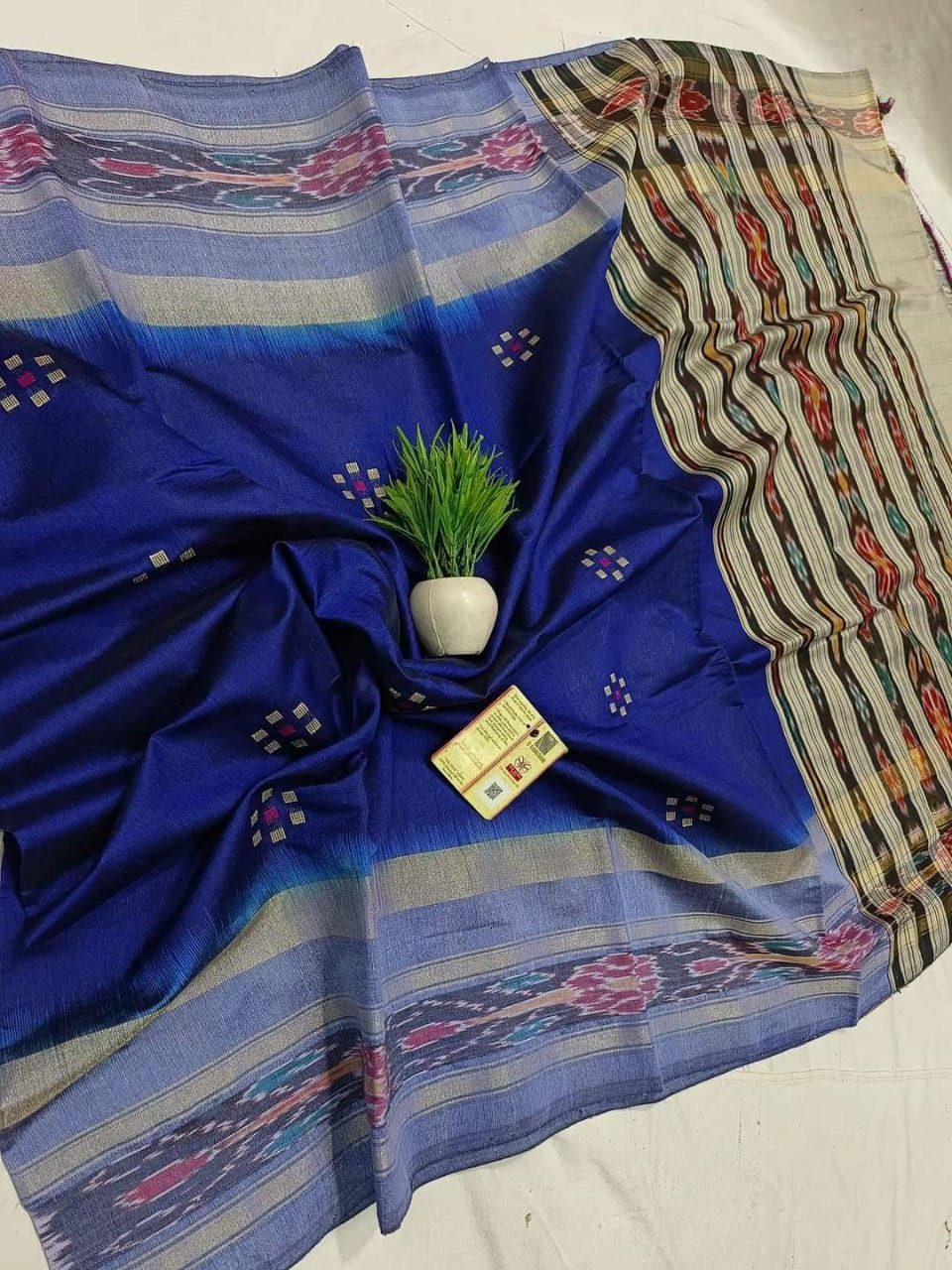 Exclusive Double Weave Silk Sarees with Designer Patola Blouse-RRI-05-NavyBlue