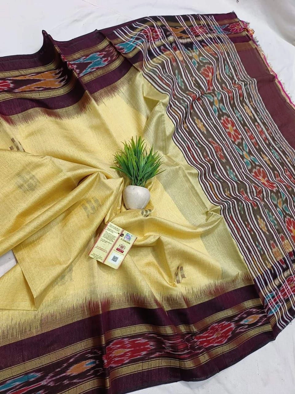 Exclusive Double Weave Silk Sarees with Designer Patola Blouse-RRI-05-Lemon