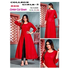 Stunning Schiffli Work Rayon Kurti with Center Cut - Sizes M, XL, 3XL, 5XL
