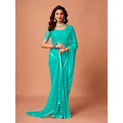 Soft Net Brasso Saree with Beautiful Flower Design and Jacquard Weaves