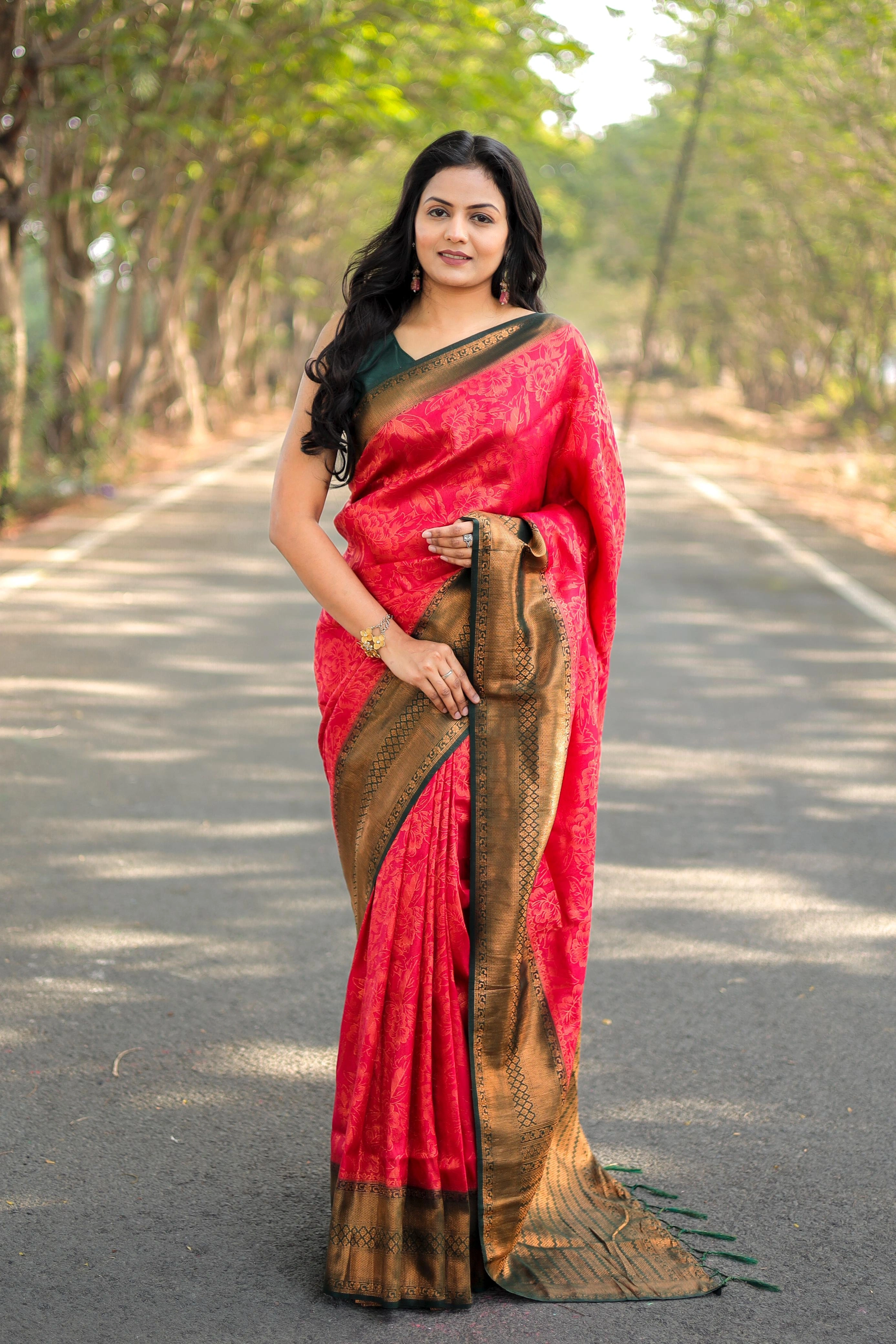 Soft Silk Saree with Rich Jacquard Work - 6.3m-RGK-04-Red