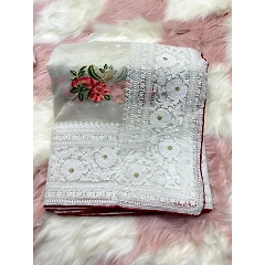 Refined Organza Silk Saree with Intricate Chikankari Embroidery