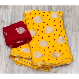 YNF Pure Jorhat Fabric with Golden Border: Elegant Handcrafted Zari Saree