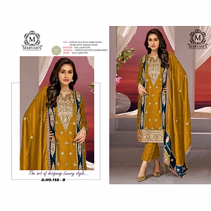 Chinon Silk Embroidered Suit with Zarkan and Dupatta