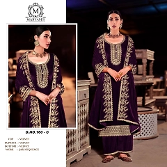 Luxury Velvet Embroidered Suit with Lace - Max 54" Size, 46" Length