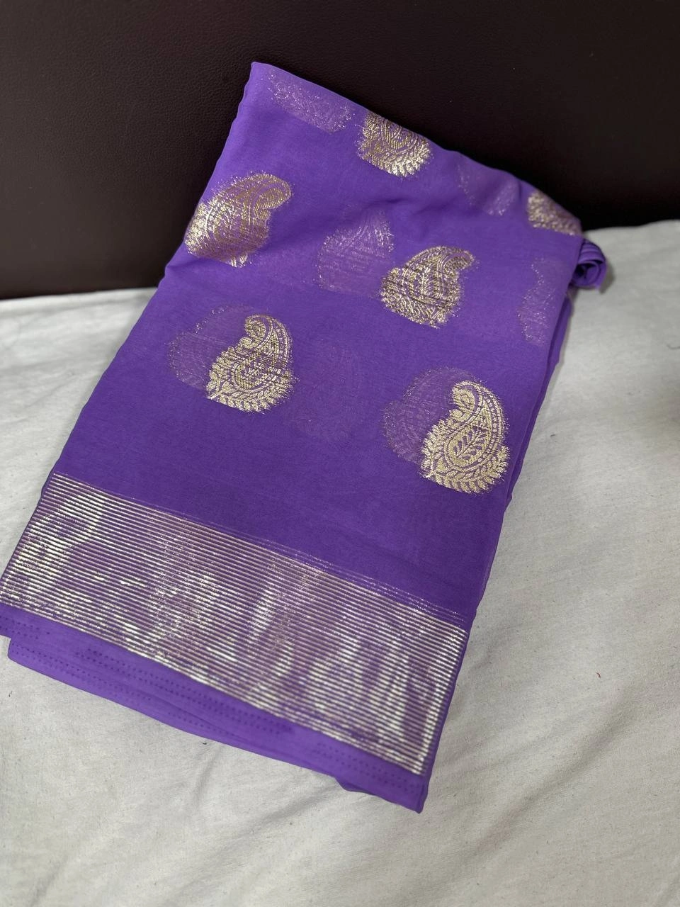 Viscose Georgette Saree: Bestseller with Stunning Running Contrast Blouse!-APE-04-Purple