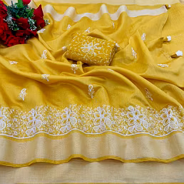 Cotton Embroidery Saree with Elegant Panel Work