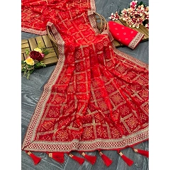 Superhit Trending Jaipuri Bandhani Silk Saree with Rich Jalar Pallu