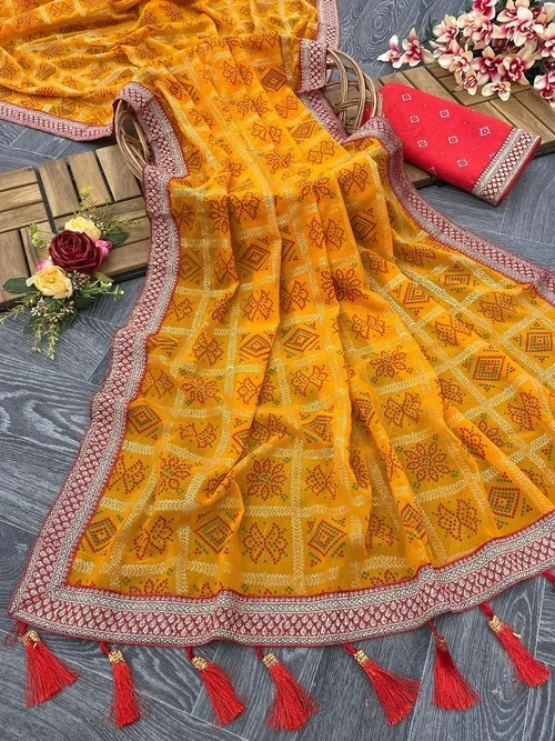 Superhit Trending Jaipuri Bandhani Silk Saree with Rich Jalar Pallu-RDD-09-Yellow